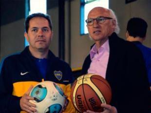 Bianchi, Martnez y Prez junto al bsquet de Boca