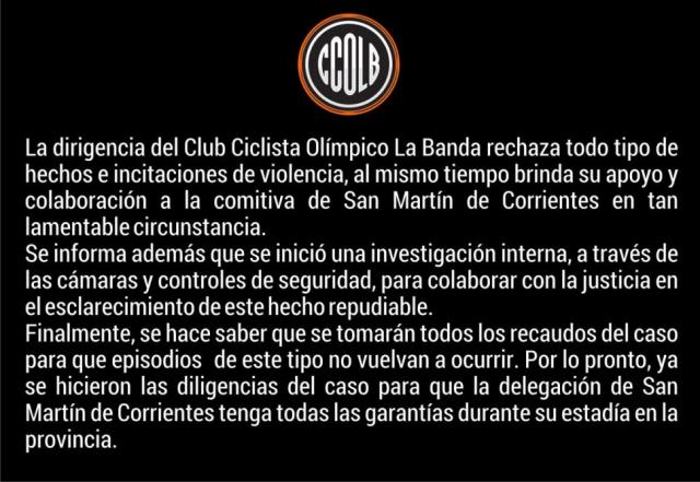 El descargo del club Olmpico